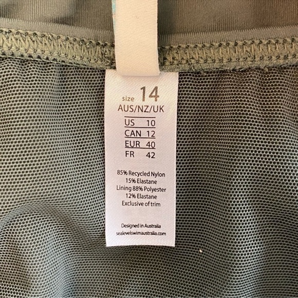 Square Neck One-Piece Swimsuit by SEA LEVEL Size 10 US Olive Green NWT - Picture 6 of 8